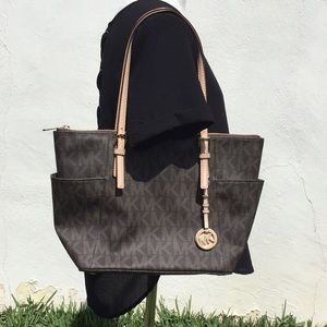 Michael Kors monogram brown shoulder bag